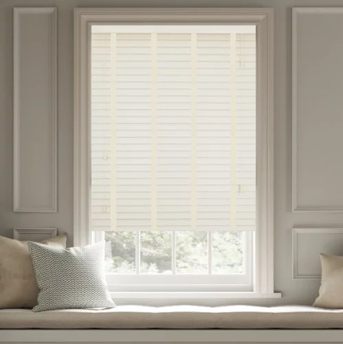 Coraline LT 50mm Tape Faux Wood Blind | Online Blindz