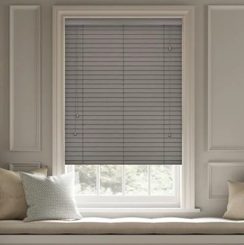 Wood Impressions Ash Grey Faux Wood Blind | Online Blindz