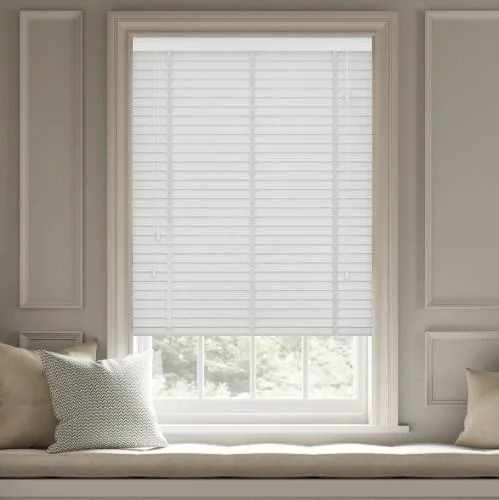 Wood Impressions Embossed Ice White with Tapes Faux Wooden Blind Faux Wood Blind | Online Blindz