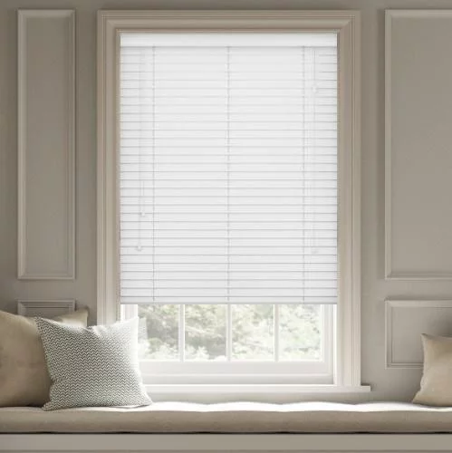 Wood Impressions Ice White Faux Wood Blind | Online Blindz