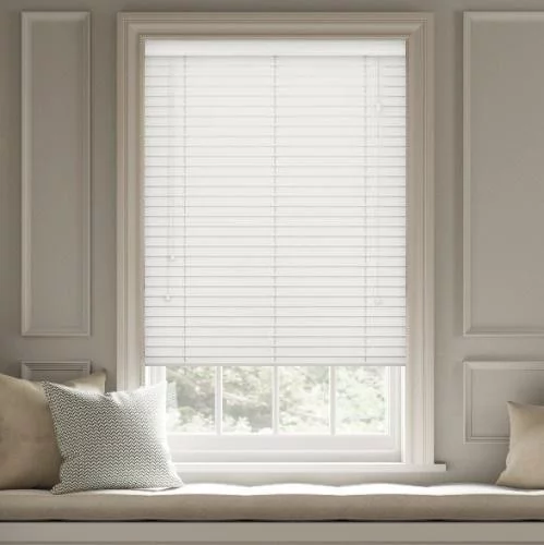 Wood Impressions Soft White Faux Wood Blind | Online Blindz