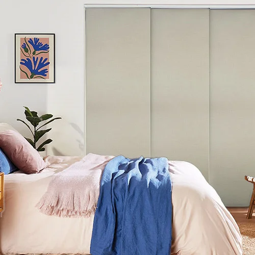 Winona Blackout Dove Grey Panel Blind | Online Blindz