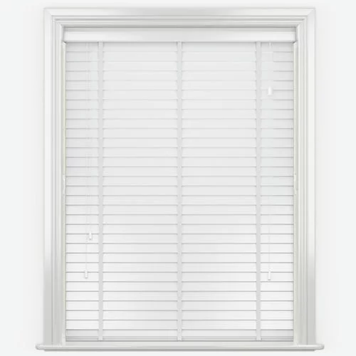 Pure Wood Bright White with Tapes Real Wood Blind | Online Blindz