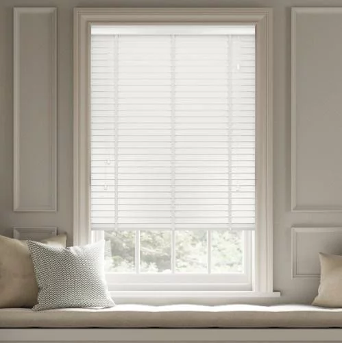 Pure Wood Cloud White with Tapes Real Wood Blind | Online Blindz