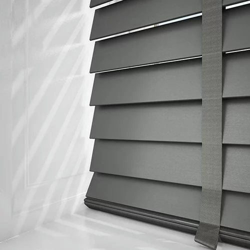 Pure Wood Slate Grey with Tapes Real Wood Blind | Online Blindz