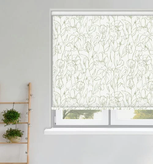 Marjorie Pea Stem Green Roller Blind | Online Blindz