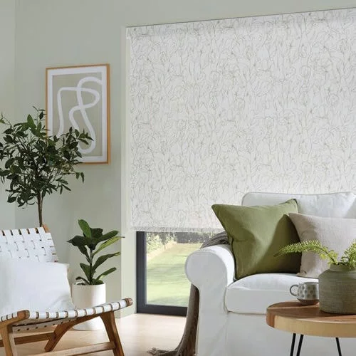 Marjorie Pea Stem Green Roller Blind | Online Blindz